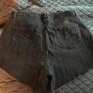 Black Bootie Denim Frayed Shorts  18W